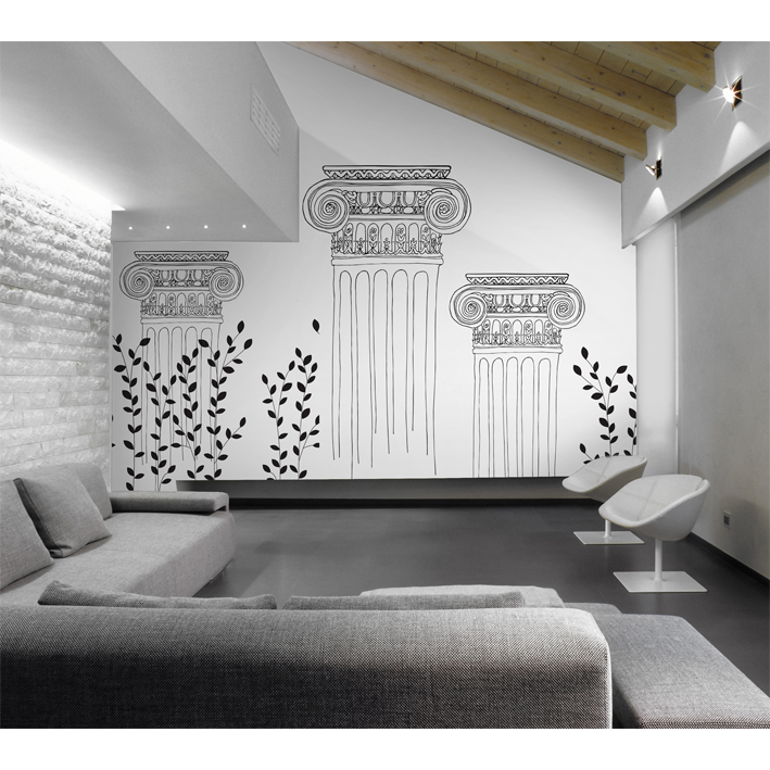 COLONNE IONIQUE AVEC FEUILLAGE