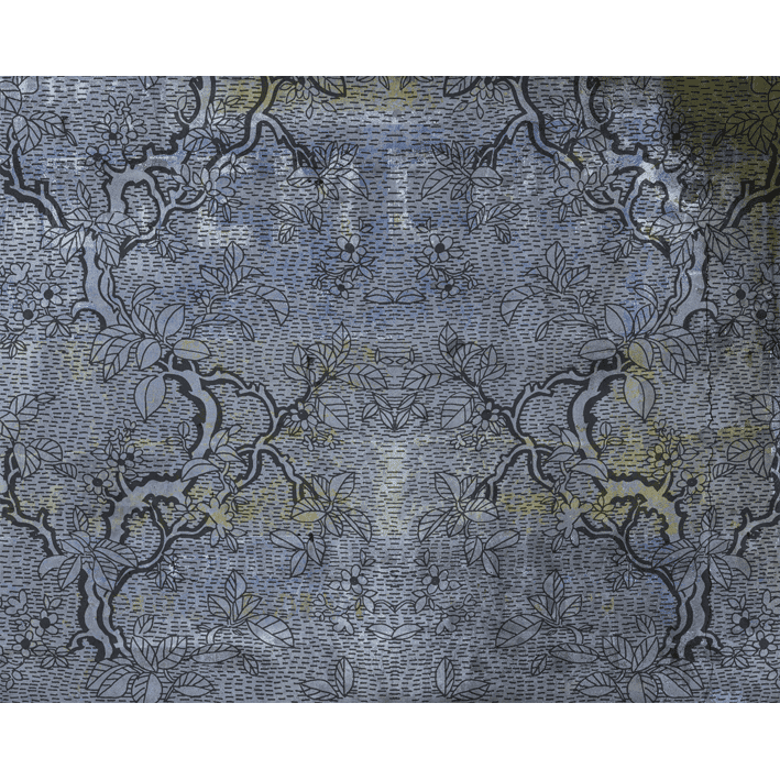 FLEURS CHINOISES GRISES FOND MUR ANCIEN
