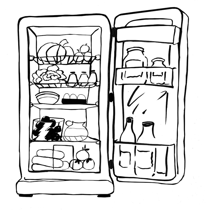 FRIGO NOIR SUR ÉCRU