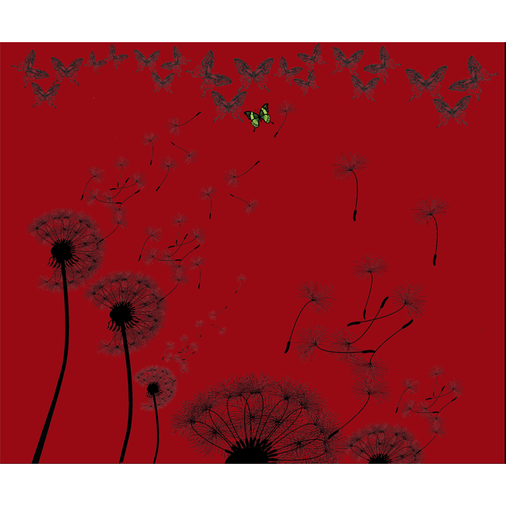 PISSENLITS NOIR SUR ROUGE