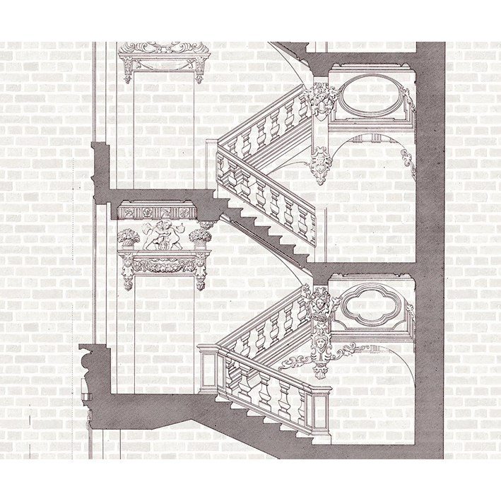 WALLPAPER “BAROQUE STAIRCASE ON STONE BACKGROUND